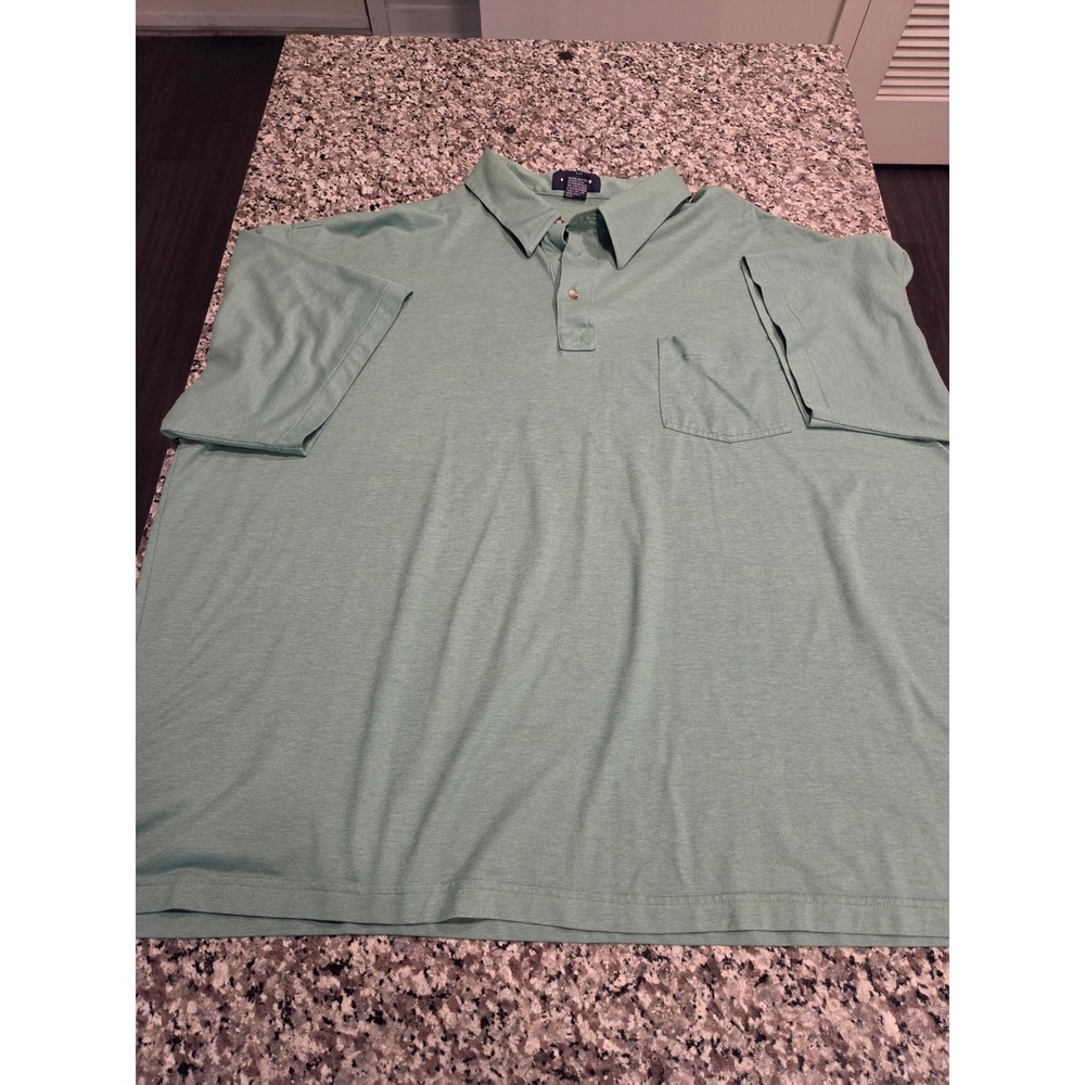 Oak Creek‎ Mens 4XLT Tall Sage Green Short Sleeve Pocket Polo Shirt Cotton Blend